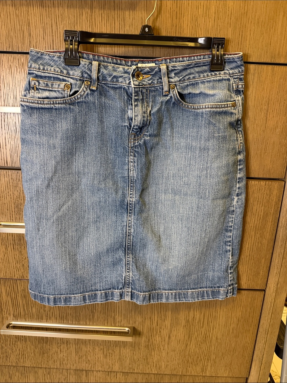 L.L. Bean vintage “favorite fit” Light Blue Denim Midi Skirt